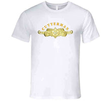 Load image into Gallery viewer, Uscg - Cutterman Badge - Officer - Gold W Top Txt T Shirt
