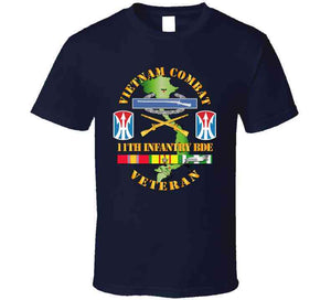 Army - Vietnam Combat, Veteran, 11th Infantry Brigade with Shoulder Sleeve Insignia T Shirt, Premium and Hoodie