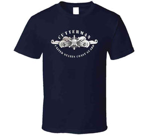 Uscg - Cutterman Badge - Enlisted - Silver T Shirt