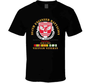 864th Engineer Bn - June 9 1965 - Vietnam Vet W Vn Svc - W Blk T Shirt