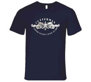 Uscg - Cutterman Badge - Enlisted - Silver T Shirt