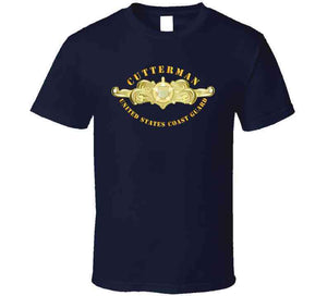 Uscg - Cutterman Badge - Officer - Gold T Shirt