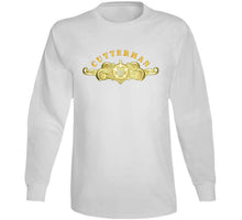 Load image into Gallery viewer, Uscg - Cutterman Badge - Officer - Gold W Top Txt T Shirt
