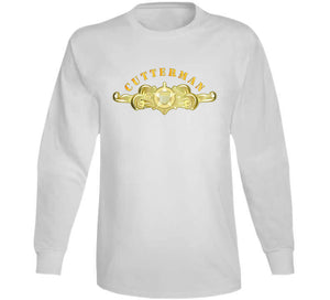 Uscg - Cutterman Badge - Officer - Gold W Top Txt T Shirt