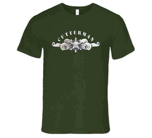 Uscg - Cutterman Badge - Enlisted  - Silver W Top Txt T Shirt