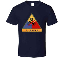 Load image into Gallery viewer, Army - 758th Tank Battalion,&quot;Tuskers&quot;, Shoulder Sleeve Insignia with Name Tape - T Shirt, Premium and Hoodie
