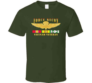 United States Marine Corps (USMC) - Force Recon - Fire, Vietnam Veteran with Vietnam Service Ribbons T Shirt, Premium, Hoodie & Long Sleeve