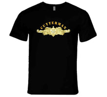 Load image into Gallery viewer, Uscg - Cutterman Badge - Officer - Gold W Top Txt T Shirt
