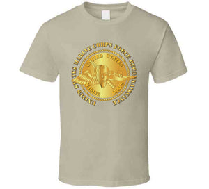 Emblem - USMC - Force Recon on USMC Gold T Shirt