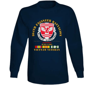 864th Engineer Bn - June 9 1965 - Vietnam Vet W Vn Svc - W Blk T Shirt