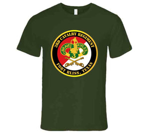 Army - 3rd Cavalry Regiment Crest - Red White - Fort Bliss Texas T Shirt, Hoodie and Premium