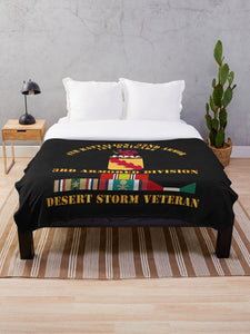 Army - 4th Bn, 32nd Armor - 3rd Armored Divi - Desert Storm Veteran Throw Blanket