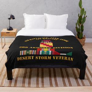 Army - 4th Bn, 32nd Armor - 3rd Armored Divi - Desert Storm Veteran Throw Blanket